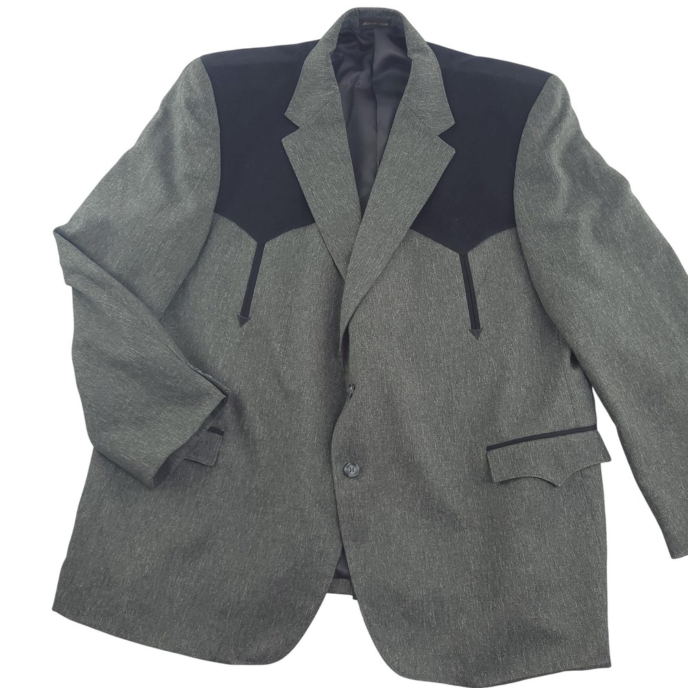 Circle S Blazer Mens 56L Gray Black Western Yoke Cowboy Sport Coat Jacket